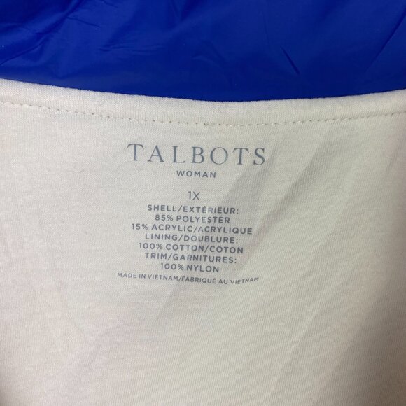 Talbots Fleece Vest Women's 1X White Blue Deep Pile Sherpa Full Zip - Picture 5 of 10